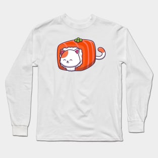 Cute Cat Sushi Salmon Long Sleeve T-Shirt